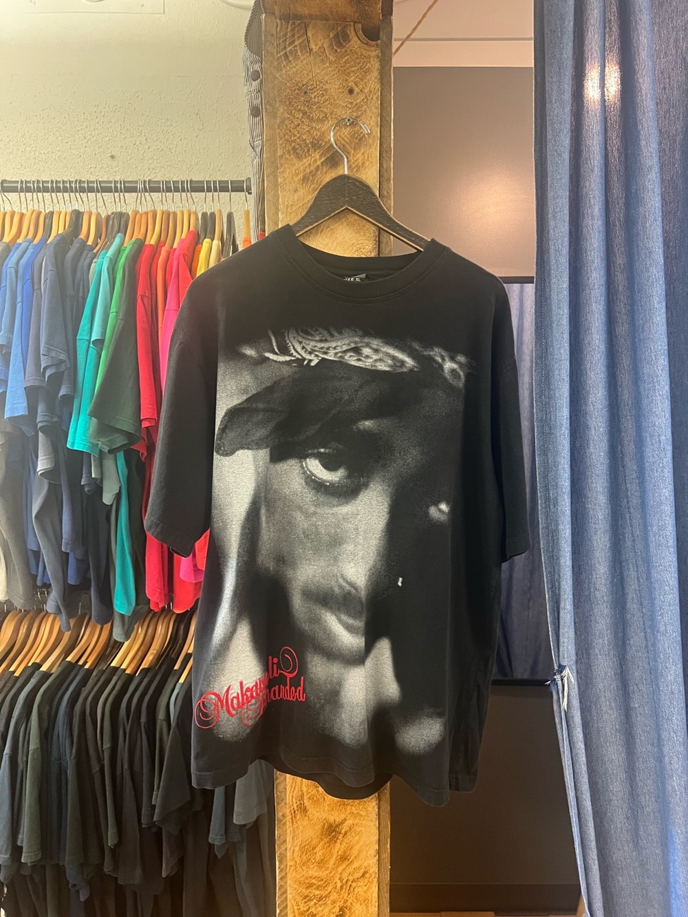 Vintage 2Pac Makaveli Branded AOP Black Graphic T-shirt